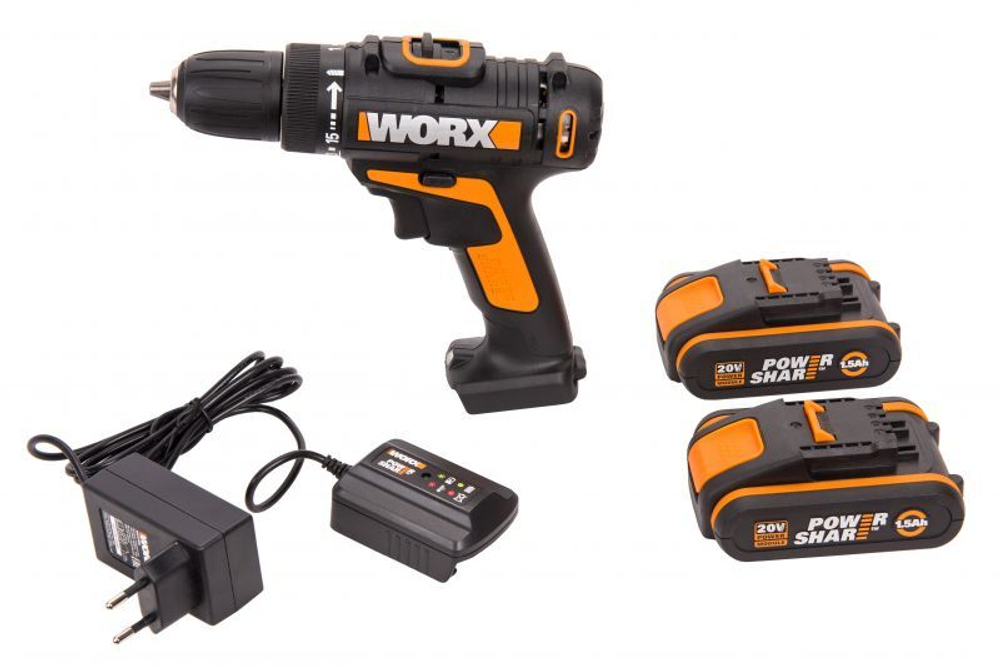 Аккумуляторная дрель-шуруповерт Worx WX101.1 20V 1.5Ah x2 кейс