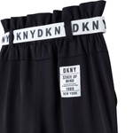 Брюки карго DKNY Черный/Нашивка: ярлык/Ремень: белый с черными логотипами Девочка