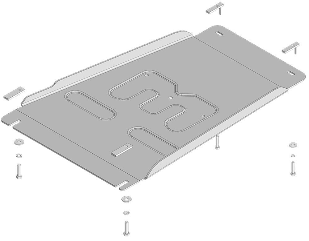 Защита алюминиевая 5 мм КПП для Toyota Land Cruiser Prado 250; V=2,8D; с 2024г Motodor.32535