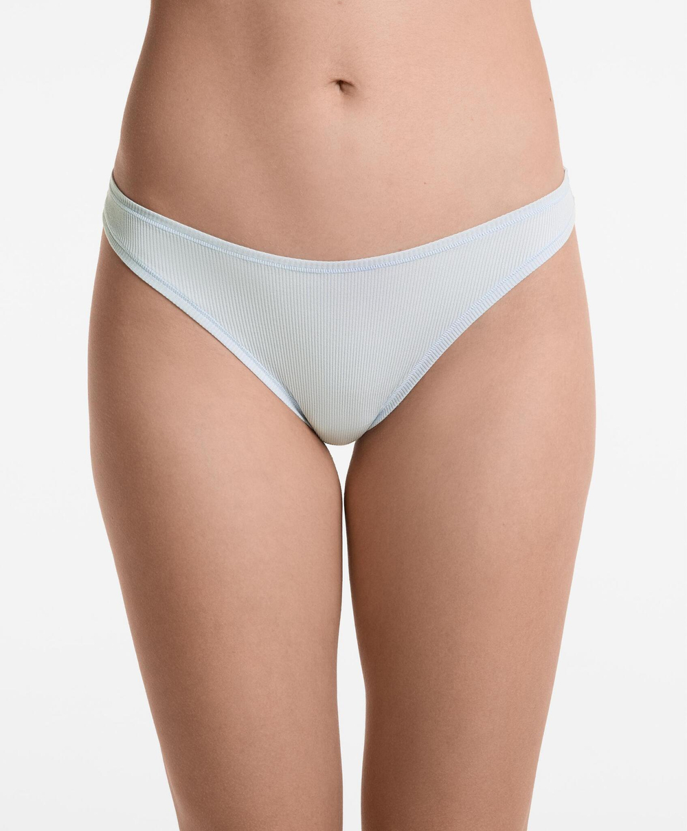 OYSHO Набор из 3 пар трусов-бразильяно V-образного кроя в рубчик, голубой