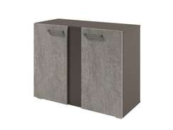 Стеллаж низкий широкий с планкой 950х414х714 D-75 Бетон Чефалу светлый/Трюфель