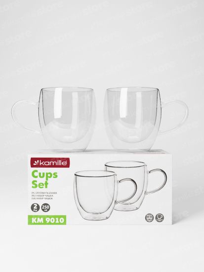 Набор стеклянных чашек 2 шт. 250 мл. Kamille KM 9010 с двойными стенками