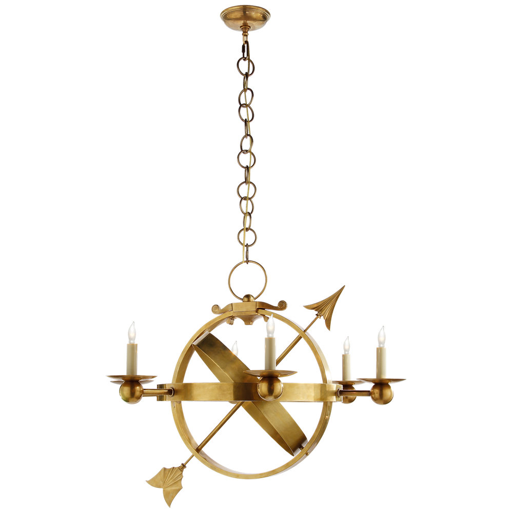 Armillary Sphere Chandelier in Hand-Rubbed Antique Brass