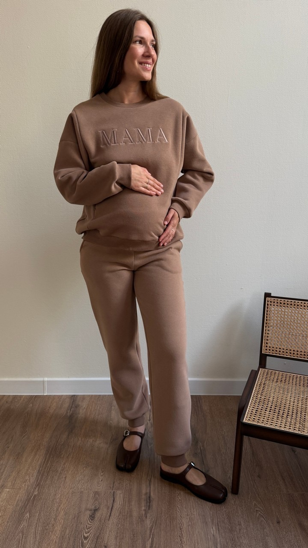 Брюки премиум утепленные для беременных, Мокко