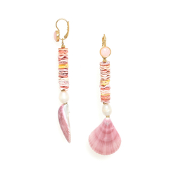 Серьги Nature Bijoux, Spiaggia Rosa, с морскими ракушками, жемчугом и розовым кварцем, NB26.1-12-905