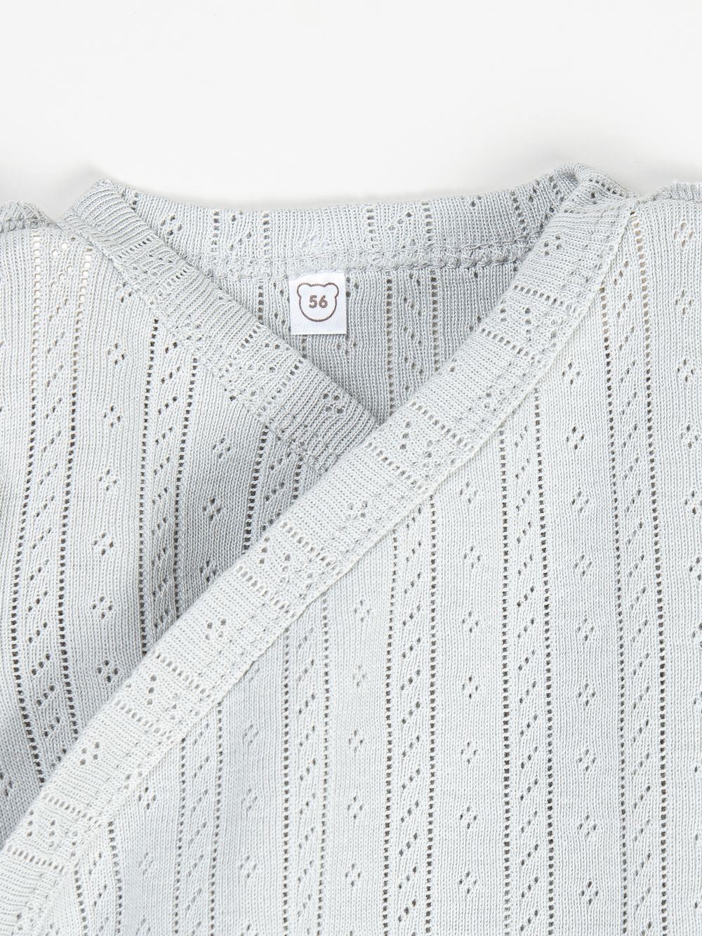 Боди-кимоно с коротким рукавом "Жемчуг" из ажурного хлопка 0+