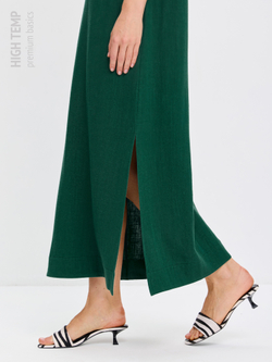 Льняной сарафан макси с карманами