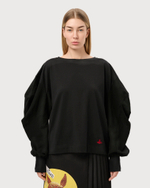 VIVIENNE WESTWOOD RED LABEL ЛОНГСЛИВ ЧЕРНЫЙ С ВЫШИВКОЙ С ОБЪЕМНЫМИ РУКОВАМИ