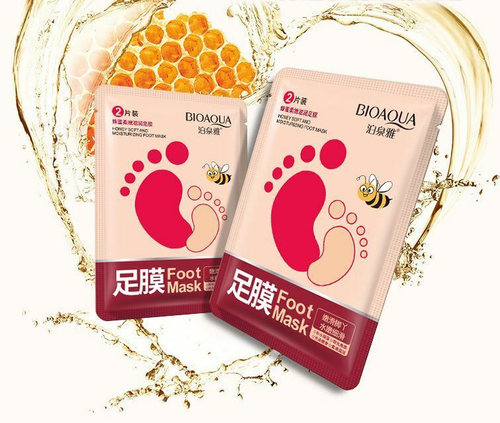 BIOAQUA, Увлажняющая, смягчающая маска для ног с медом, 35 гр. (1 пара).