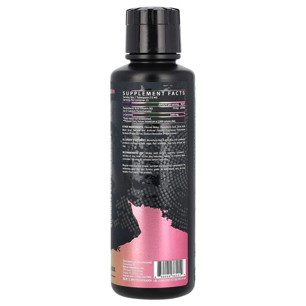 Nutrex Research, L-карнитин 3000, гуава из маракуйи, 465 мл (15,72 жидк. унц.)