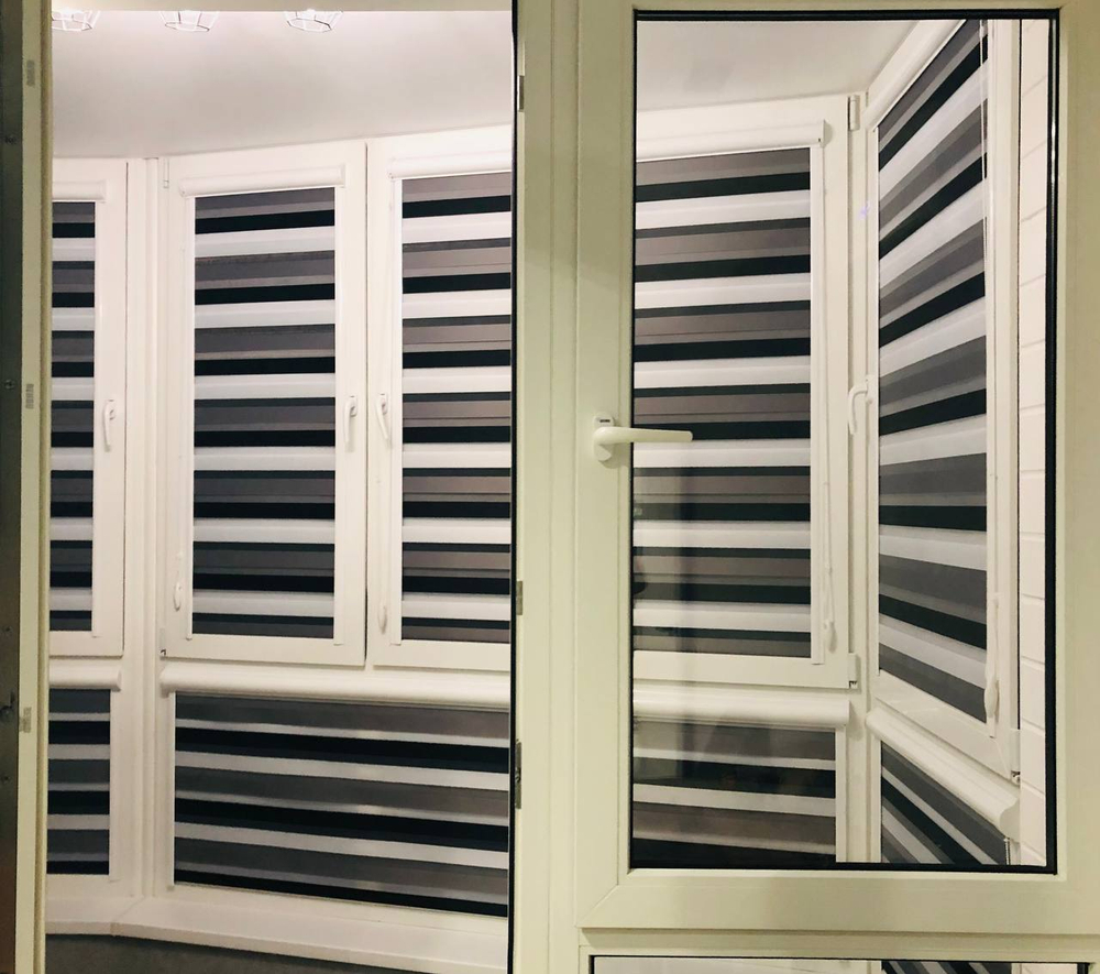 Рулонные шторы день-ночь кассетные с направляющими