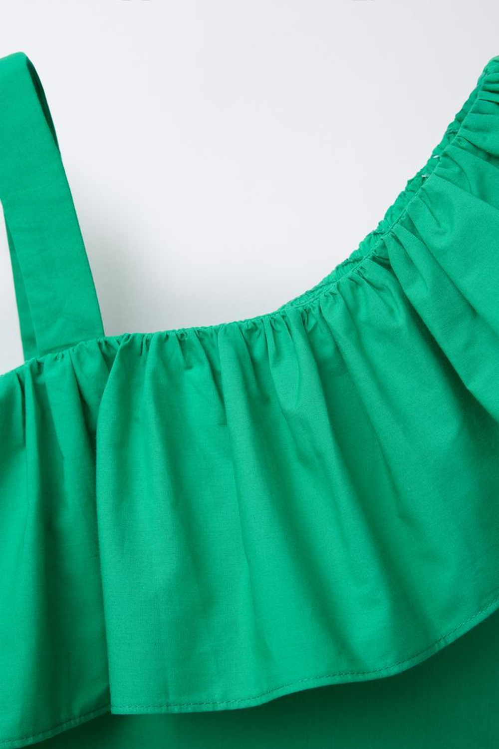 ZARA ТОП С ВОЛАНАМИ, ЗЕЛЕНЫЙ