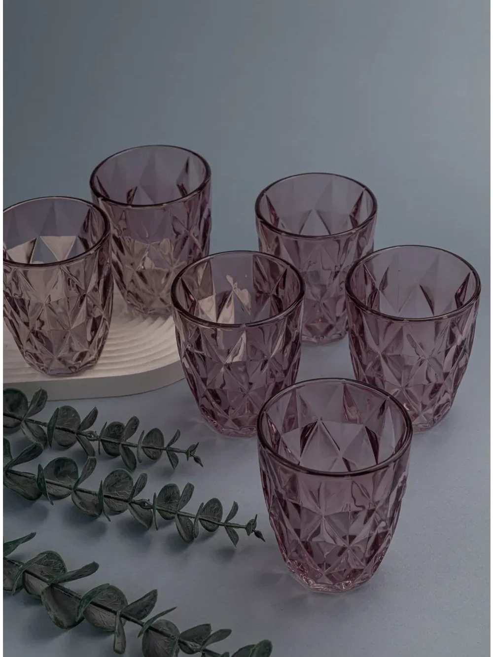 Набор стакан-тумблер для виски, 260 мл. 6 шт. Пурпурные