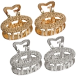 Заколки - крабы для волос на блистере 2шт «КАСКАДА», овал, цвет золото и серебро, 2.5*2см (пакет с подвесом)