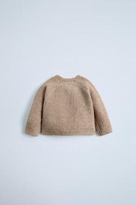 ZARA СВИТЕР С РЕЛЬЕФНЫМ УЗОРОМ, СВЕТЛО-КОРИЧНЕВЫЙ