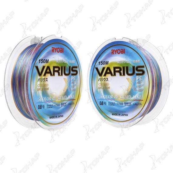 Шнур VARIUS PE8X-150MI 0.8# Multi Colour 0,148мм Ryobi