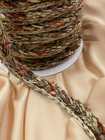 Тесьма Плетеная "Косичка" в коричневых оттенках (разноцветная)