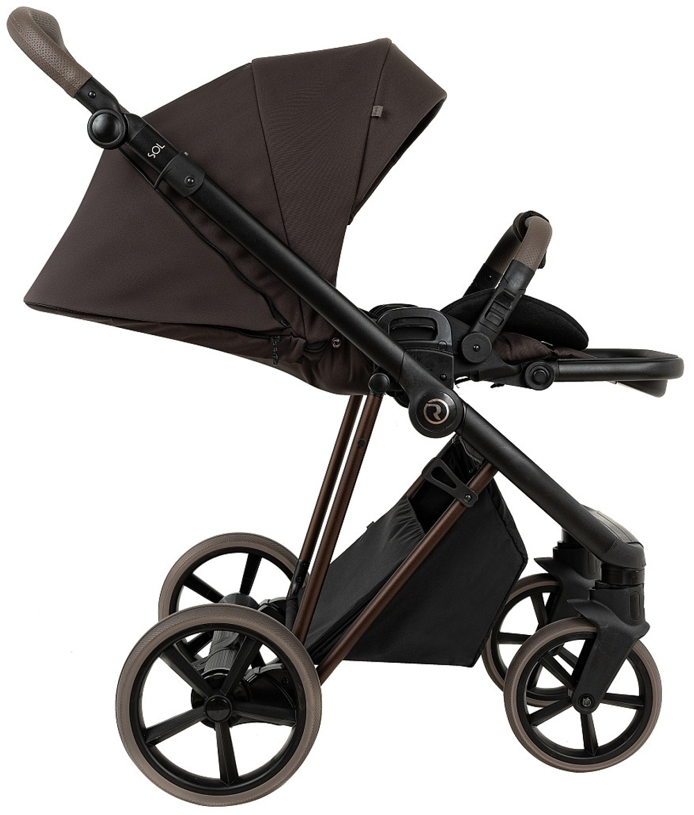 Детская коляска Roan Sol Vintage Luxury 2.0 3 в 1 с автокреслом Pituso Baesa Pro Black,Beige Canopy VIN 04/TC Turkish Coffe/Bronze/руч.Cappuccino