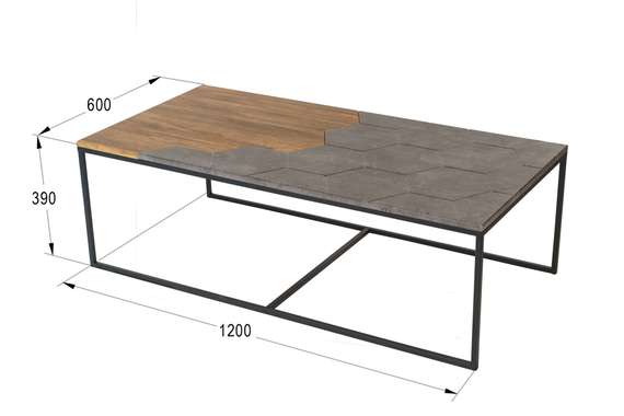 Стол журнальный Китч дуб американский/серый бетон