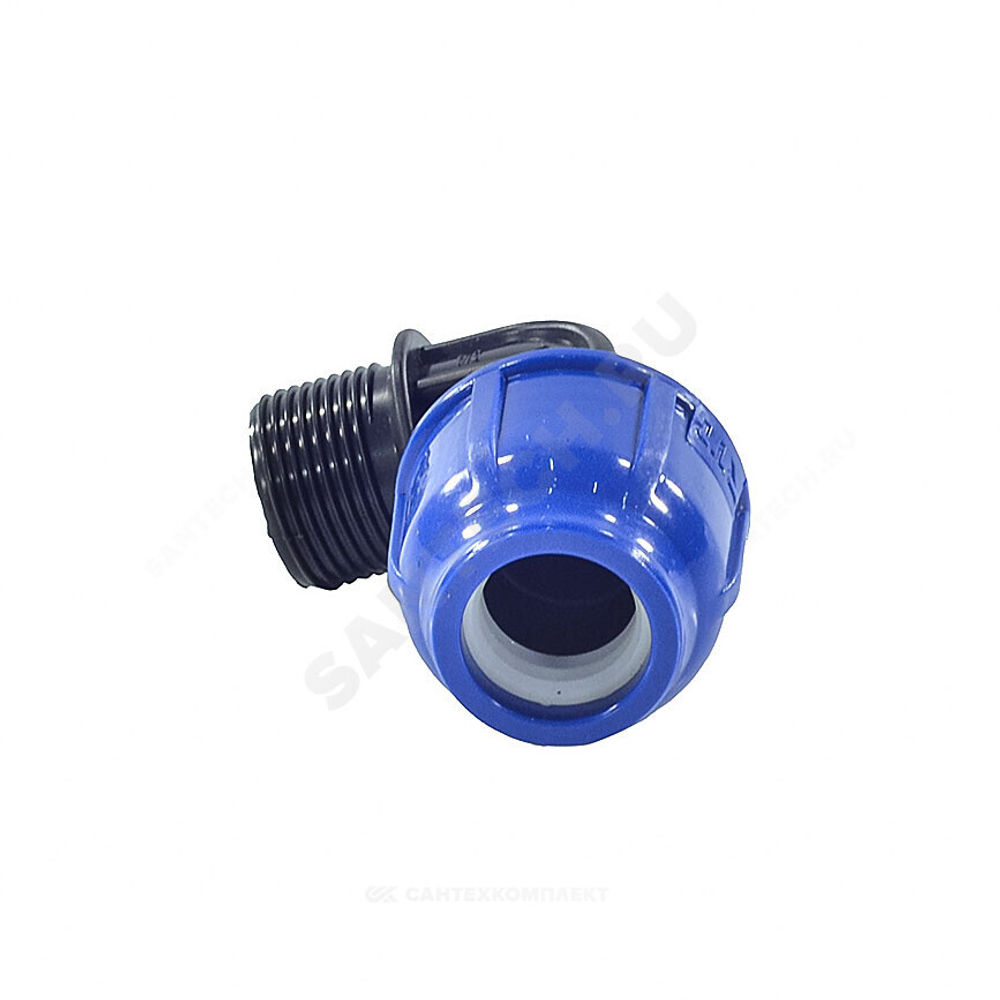 Отвод компрессионный ПЭ Дн 20х3/4"х90гр НР Ру16 RTP (РосТурПласт) 11550