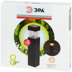 Светильник уличный ЭРА ERAFS025-05 грунтовый Ротанг на солнечной батарее теплый белый набор 5 штук