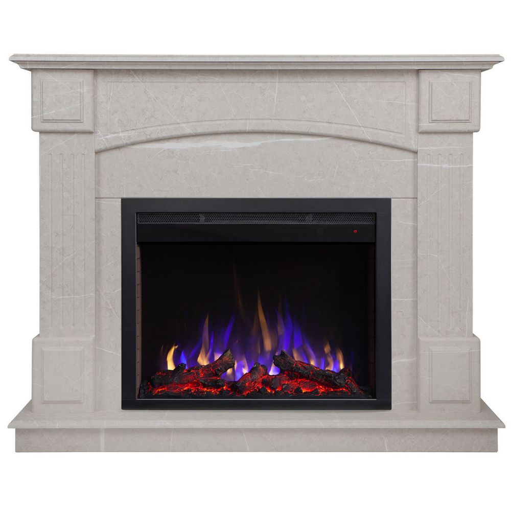 Электрокамин RealFlame Carolina 24/25,5 WT мрамор серый с очагом Saphir 25,5