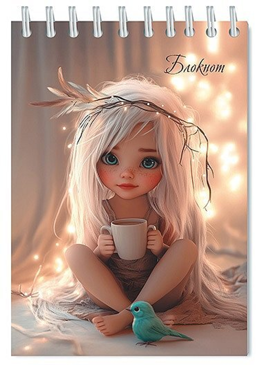 Блокнот А6 48л гребень "Малышка" кл., блестки