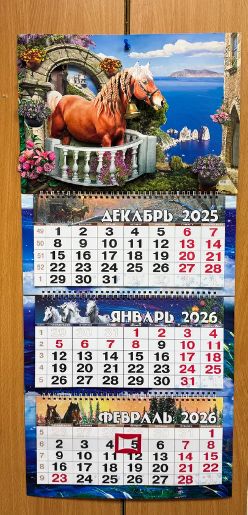 Квартальный календарь обьемный на спирали "Лошадка у моря" 3Д 2026 год