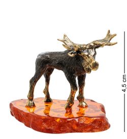 Народные промыслы AM-1822 Фигурка «Лось Абрам» (латунь, янтарь)