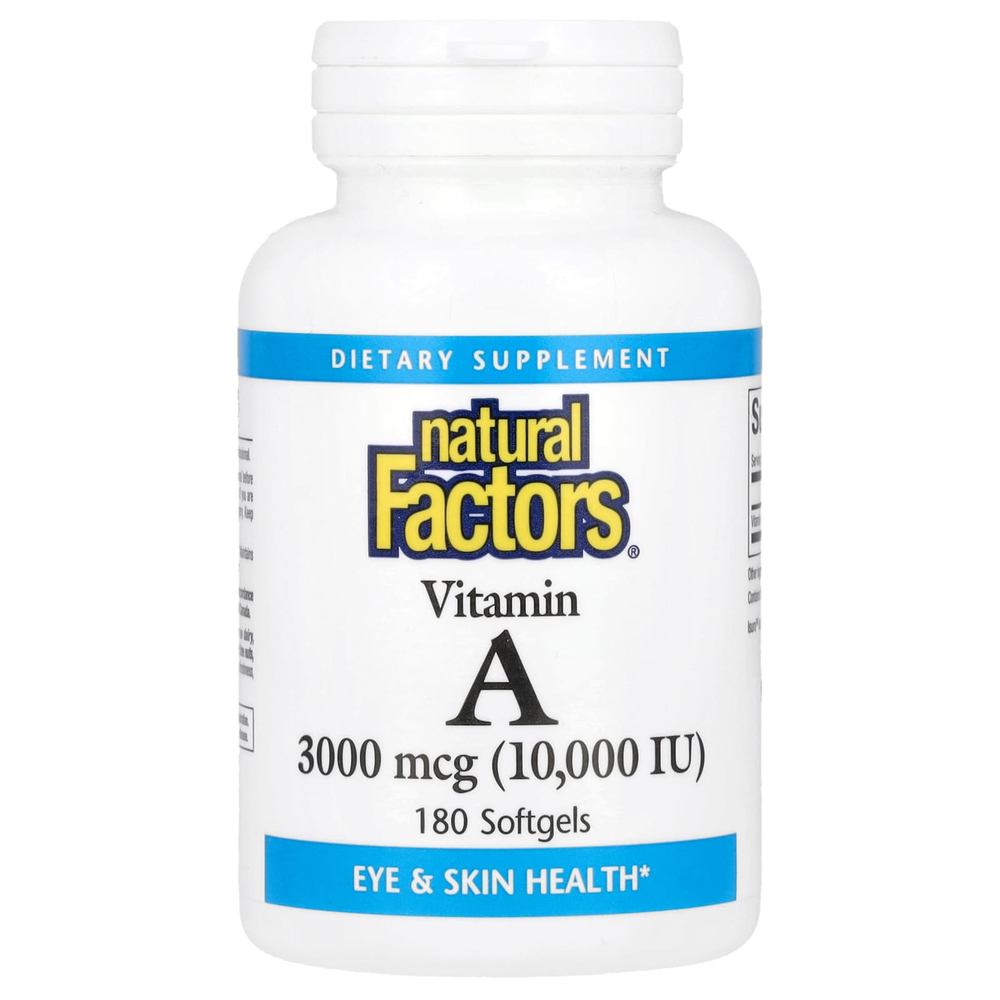 Natural Factors, витамин A, 3000 мкг (10 000 МЕ), 180 капсул