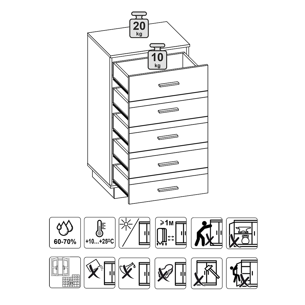 Комод высокий 3 Анона, белый