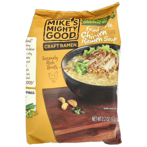 Mike's Mighty Good, Craft Ramen, суп с жареным чесноком и курицей, 63 г (2,2 унции)