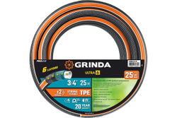 Поливочный шланг GRINDA ULTRA 6, 3/4, 25 м, 25 атм, шестислойный, двойное армирование, PROLine (429009-3/4-25)