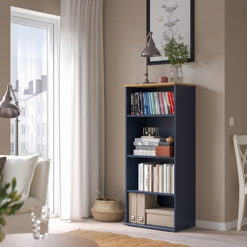Открытый книжный шкаф - SKRUVBY IKEA/СКРУВБИ ИКЕА, 37.5х60х140 см, синий