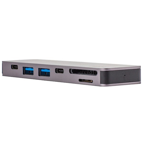 Переходник Deppa Thunderbolt C 7 в 1  Type-C to USB3.0x2/ HDMI/ Thunder3/ Type-C/ SD/ MicroSD для MacBook Графит | Graphite