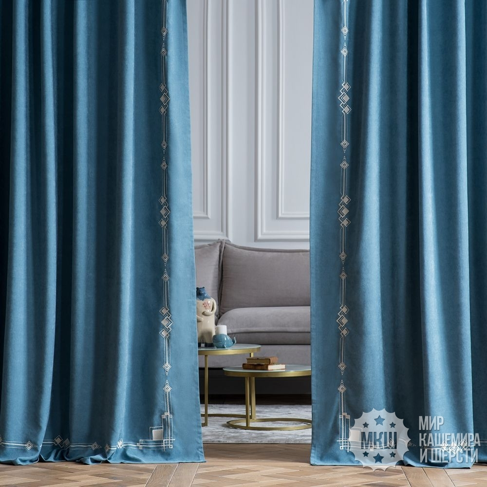 Комплект шторы и покрывало в спальню БРИДД (арт. BL10-306-04)  - голубой