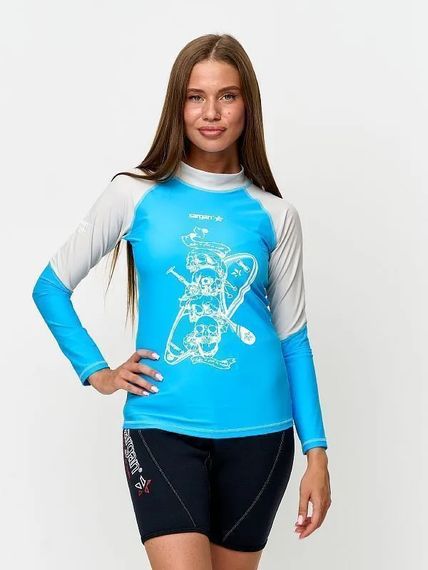 Футболка рашгард лонгслив Sargan Скелетон-Сап UPF 50+ голубой/белый