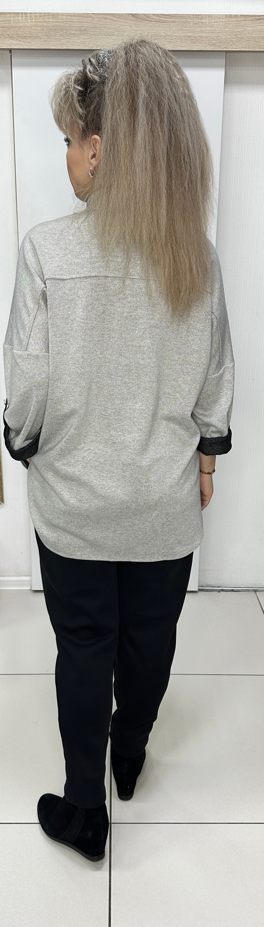 Трикотажный блузон-поло с изображением города