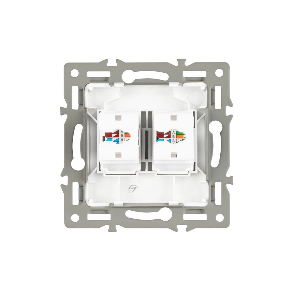 Механизм компьютерной розетки двойной SCT-MPC2-PL-GR (RJ-45, CAT6) (Arlight, -) 045338