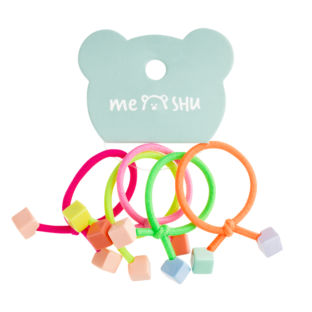 Резинки для волос MESHU с пластиковыми топперами, тонкие, ассорти, 5шт., диаметр 2,5см, европодвес MS_60546