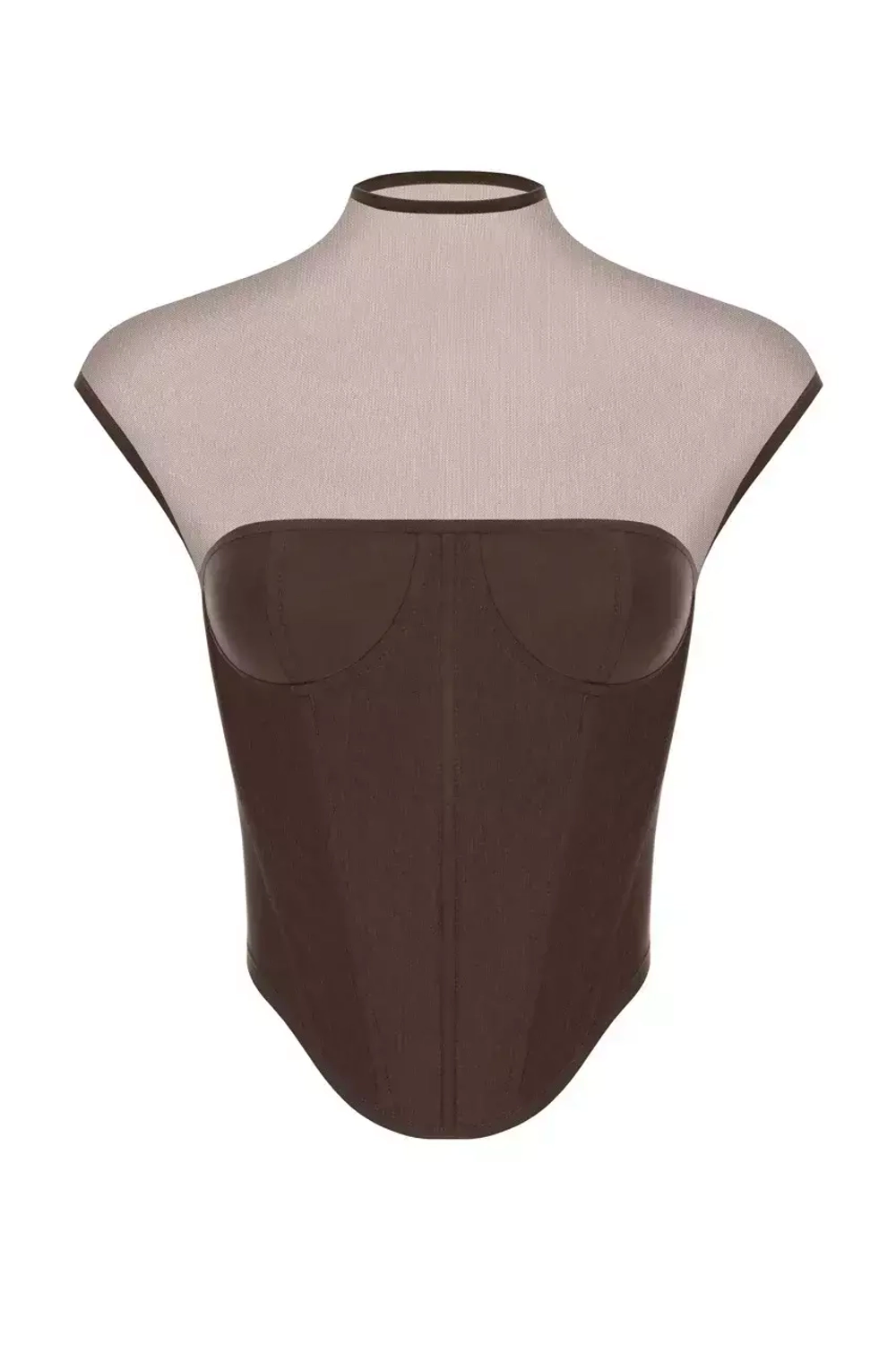 Коричневый корсет из сетки