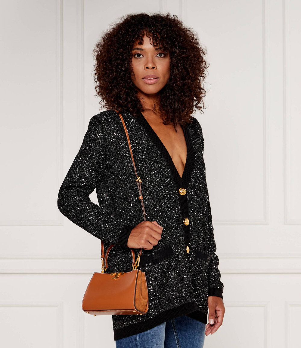 Кожаная сумка-трапеция Eleanor Mini TORY BURCH - коричневый(154816)