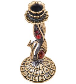 Народные промыслы AM-3911 Подсвечник «Павлин Царский» (латунь, янтарь)