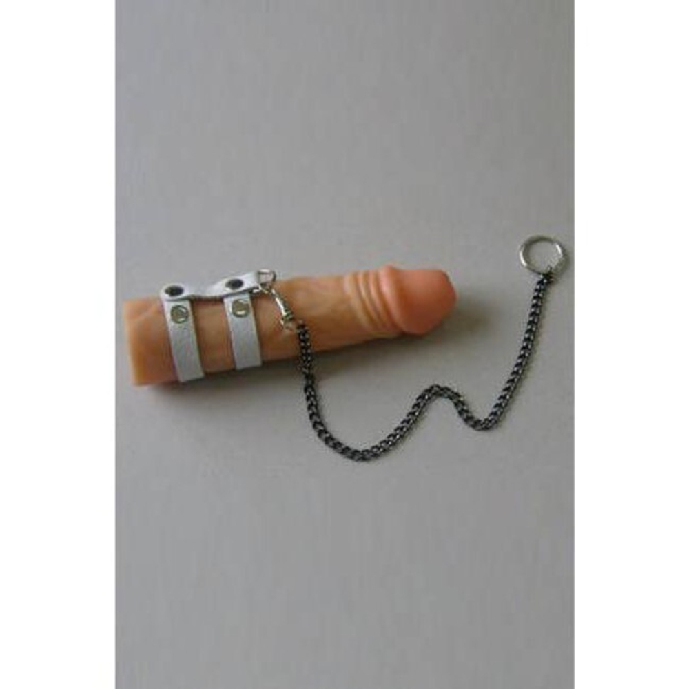 Поводок XX из натуральной кожи с двумя ремешками (белый) (Цвет: белый)