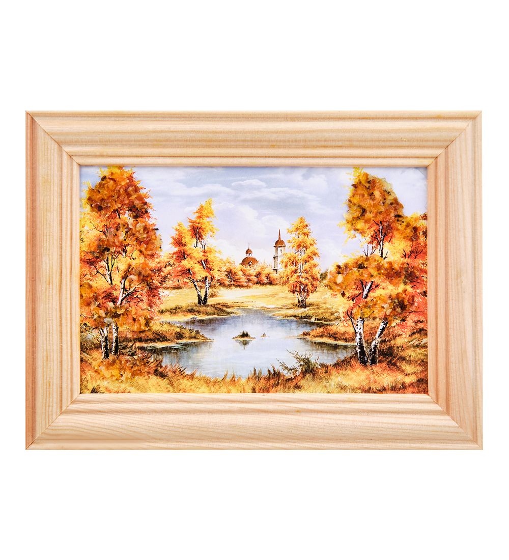 AMB-56/ 5 Картина «Красота природы» (с янтарной крошкой) дер.рамка 8х12