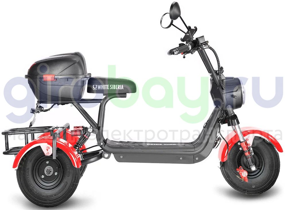 Электроскутер WHITE SIBERIA TRIKE MINI 1500W - Красный фото №6