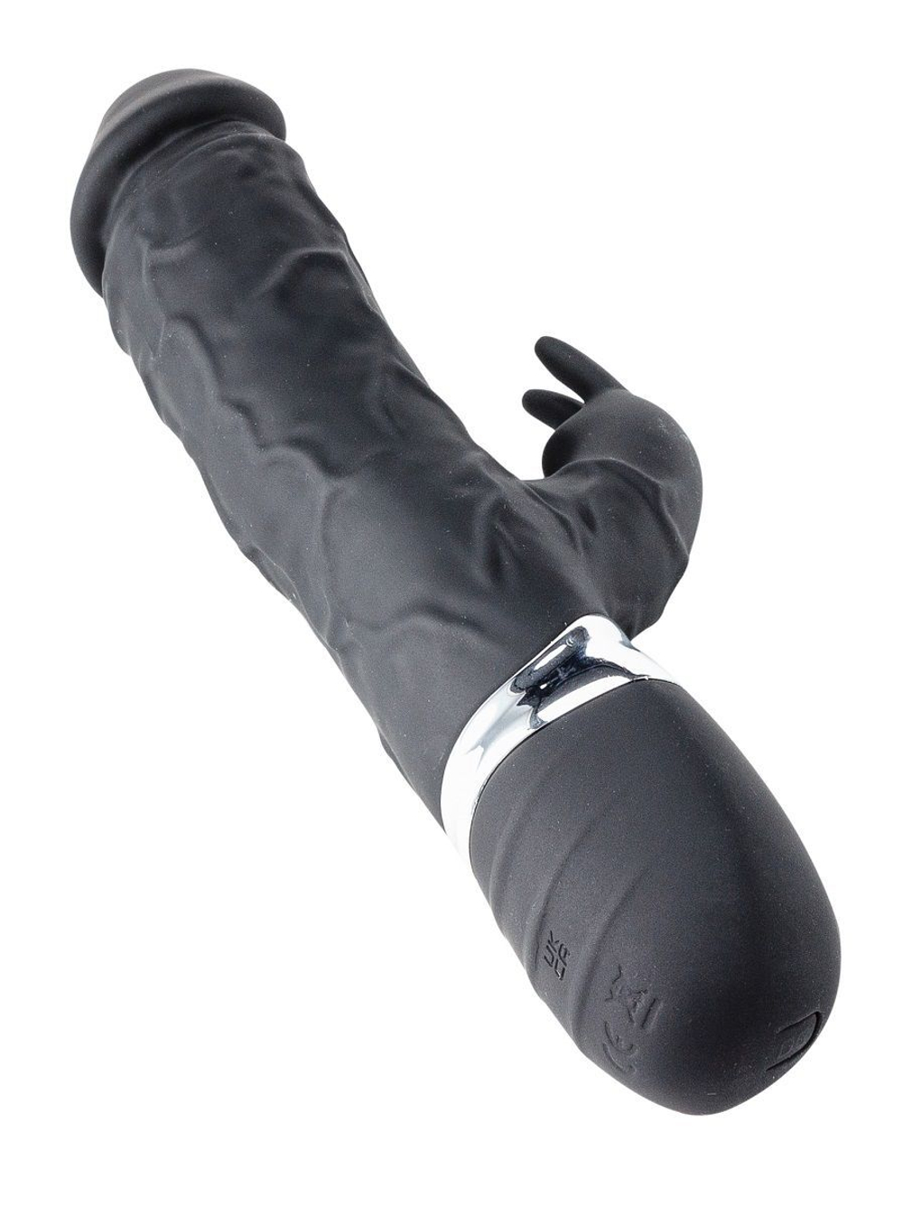 Черный реалистичный вибратор-кролик - 23 см. (Цвет: черный)