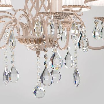 10054/5 / подвесной светильник /   белый с золотом/прозрачный хрусталь Strotskis