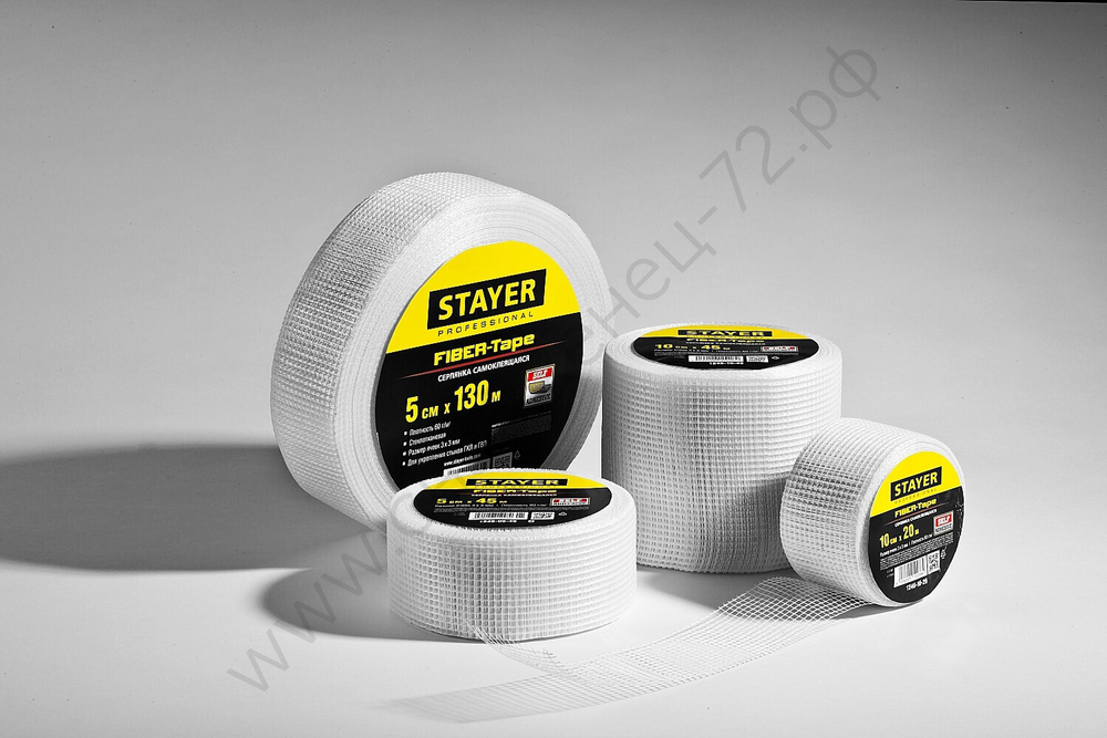 STAYER FIBER-Tape 5см х 20м 3х3 мм, Самоклеящаяся серпянка, PROFESSIONAL (1246-05-20)
