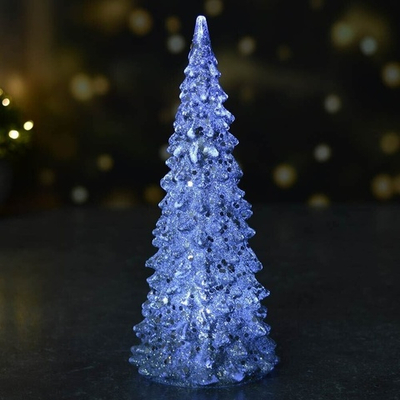 Сувенир новогодний с подсветкой "Волшебная красавица" 17см, серебро, работает от батареек LR44*3